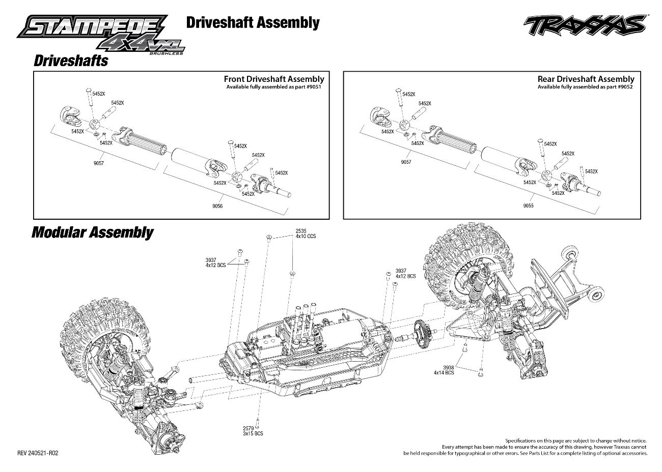 Stampede 4X4 VXL (90376-4) Driveshafts Assembly Exploded View